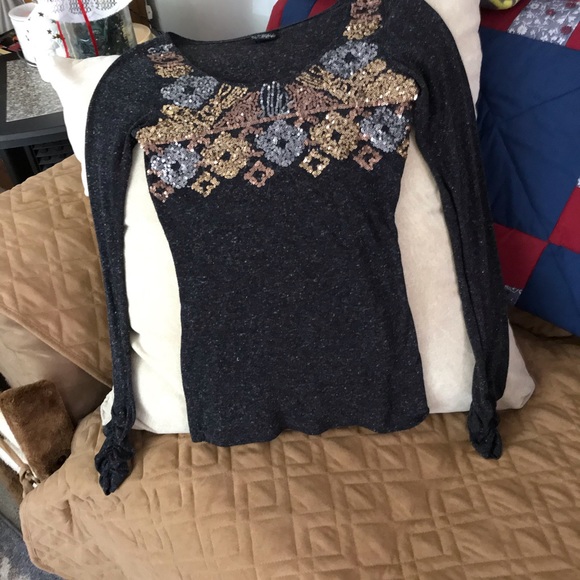 Dark Gray Daytrip Sequined Sweater - Picture 2 of 6